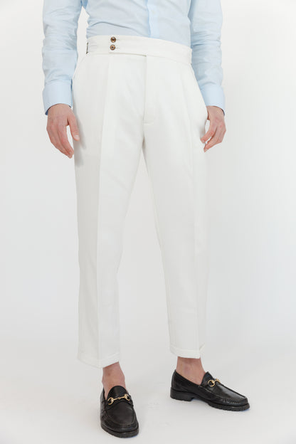 Classic White Side Adjuster Skinny Fit Trousers
