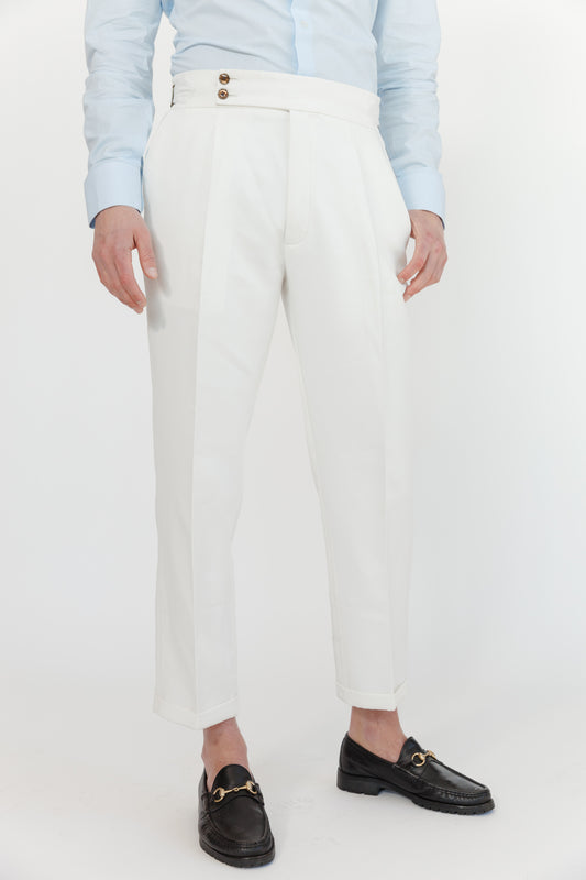 Classic White Side Adjuster Skinny Fit Trousers